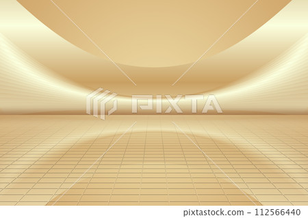 Golden scientific and technological curved lines abstract architectural square 112566440