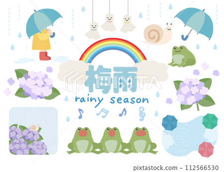 Rainy season vector illustration set 112566530