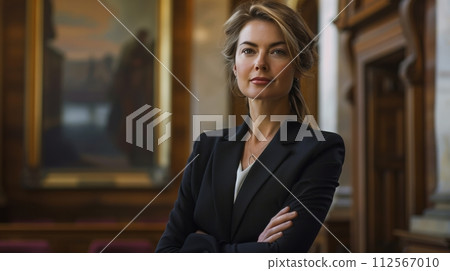 AI-generated content. Portrait Female Politician. Woman presidential candidate. Equality at work opportunities 112567010
