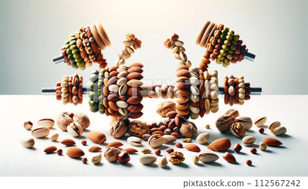 Healthy and delicious nuts, almonds, walnuts, cashews, macadamia beans, pistachios, chestnuts, pine nuts, peanuts, walnuts, mixed nuts, superfoods 112567242