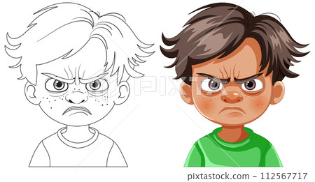 Angry Boy Cartoon Expression 112567717