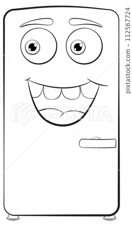 Happy Cartoon Refrigerator Illustration 112567724