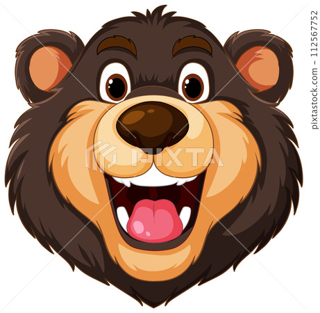 Cheerful Cartoon Bear Face Illustration Cheerful Cartoon Bear Face Illustration 112567752
