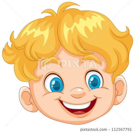 Cheerful Cartoon Boy Face Cheerful Cartoon Boy Face 112567791