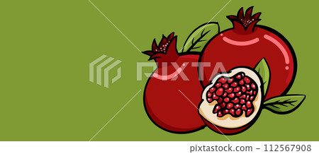 原创手绘卡通石榴水果插画海报素材 112567908