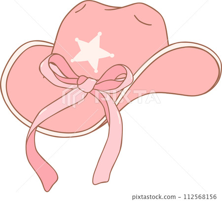Coquette cowgirl with pink bow trendy element doodle hand drawing Coquette cowgirl with pink bow trendy element doodle hand drawing 112568156