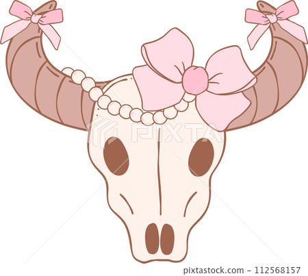 Coquette cowgirl with pink bow trendy element doodle hand drawing Coquette cowgirl with pink bow trendy element doodle hand drawing 112568157
