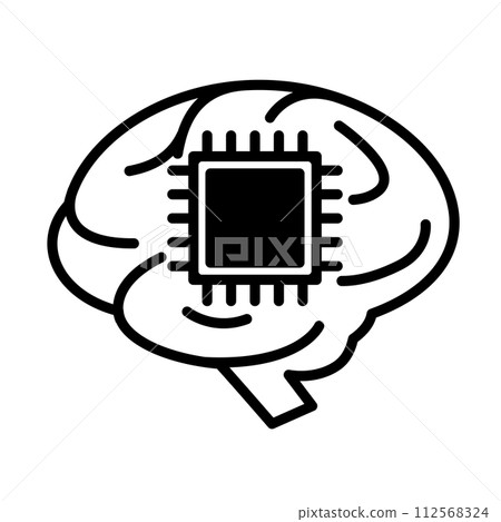 AI(人工智慧)圖像圖示。大腦內部有半導體。 AI(人工智慧)圖像圖示。大腦內部有半導體。 112568324