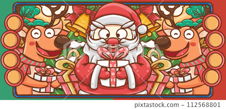 原创手绘卡通圣诞节插画海报素材 112568801