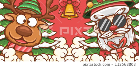 原创手绘卡通圣诞节插画海报素材 112568808