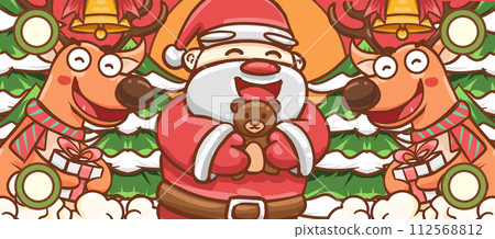 原创手绘卡通圣诞节插画海报素材 112568812