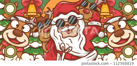 原创手绘卡通圣诞节插画海报素材 112568819