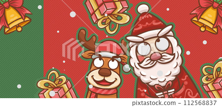 原创手绘卡通圣诞节插画海报素材 112568837