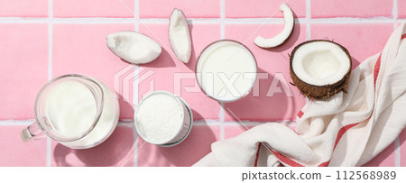 Coconut milk, concept of tasty and natural drink 112568989