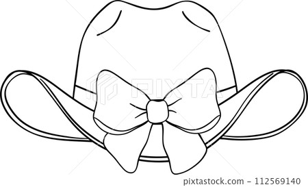 Coquette cowgirl outline with bow element doodle hand drawing  112569140