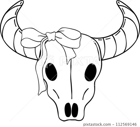Coquette cowgirl outline with bow element doodle hand drawing Coquette cowgirl outline with bow element doodle hand drawing 112569146