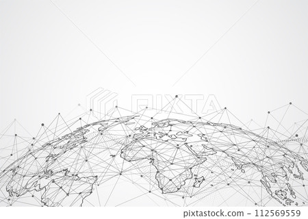 Global network connection. World map point and line composition concept of global business. Vector Illustration 112569559