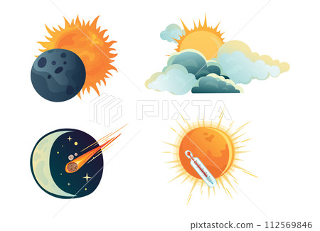 Set of changes in the sky solar eclipse 112569846