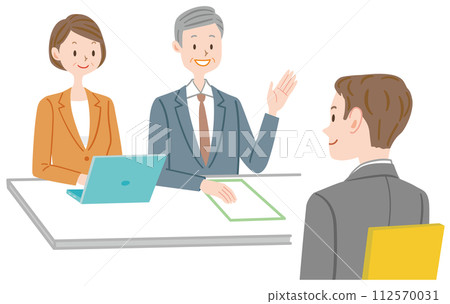 Interview, job hunting, subordinate listening to explanation from boss 112570031