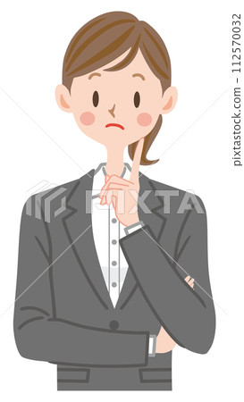 A woman in a suit thinking about employment, work 112570032