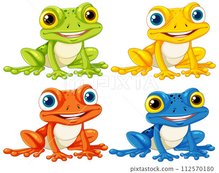 Colorful Cartoon Frogs Collection 112570180