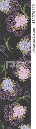 Vertical Japanese style material D [black/flower] 112570460
