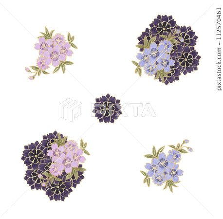 [Transparent png] Japanese style material D [cherry blossoms] 112570461