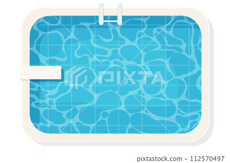 Swimming pool top view isolated on white background. Water texture, detailed and bright. Outdoor, landscape. Swimming pool top view isolated on white background. Water texture, detailed and bright. Outdoor, landscape. 112570497