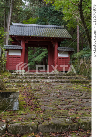 日本滋賀縣東近江市江東三山三寺之一百濟寺的正門與表參道 日本滋賀縣東近江市江東三山三寺之一百濟寺的正門與表參道 112570979