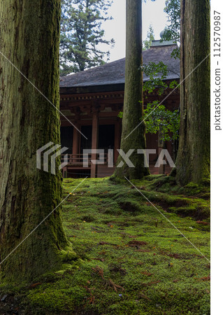 Jogyo-do hall in the west tower of Enryaku-ji Temple in Otsu City, Shiga Prefecture, Japan 112570987