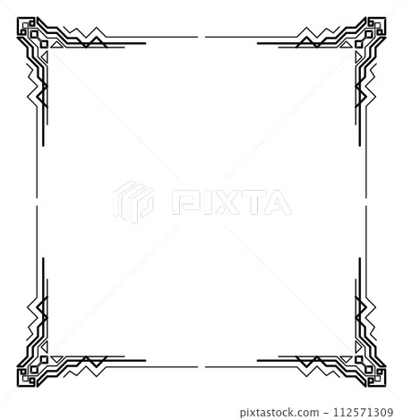 Art deco frame. Artwork graphic pattern. Ornate wedding invitation background template. Vintage retro style banner or label design. Vector design object Art deco frame. Artwork graphic pattern. Ornate wedding invitation background template. Vintage retro style banner or label design. Vector design object 112571309