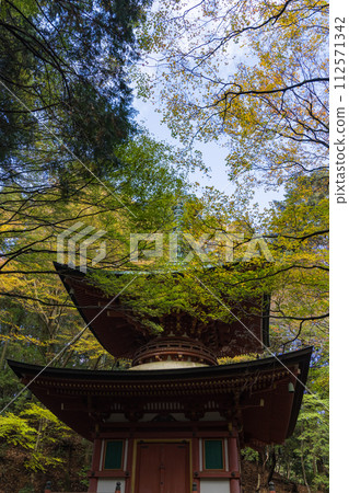 Yokogawa's Nemoto Nyoho Pagoda of Enryakuji Temple in Otsu City, Shiga Prefecture, Japan Yokogawa's Nemoto Nyoho Pagoda of Enryakuji Temple in Otsu City, Shiga Prefecture, Japan 112571342