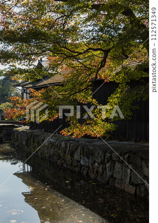 日本：滋賀縣彥根市彥根城護城河沿岸的封建領主花園玄宮園的臨池閣和魚藥沼 112571349