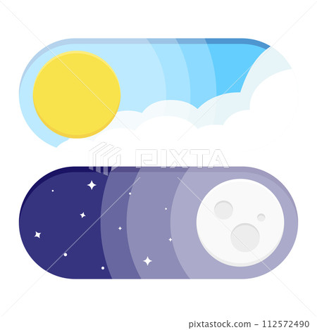 Day and Night mode switch isolated on white background. light or dark mode switcher, vector illustration Day and Night mode switch isolated on white background. light or dark mode switcher, vector illustration 112572490