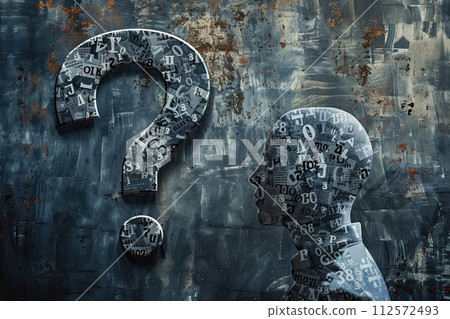 AI-generated content. Thousands of Questions in Human's Head, Cartoon Style Illustration AI-generated content. Thousands of Questions in Human's Head, Cartoon Style Illustration 112572493