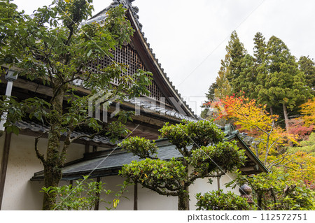 Honbo Kiken-in Temple and autumn leaves at Baeksai-ji Temple, one of the three Koto Sanzan temples in Higashiomi City, Shiga Prefecture, Japan Honbo Kiken-in Temple and autumn leaves at Baeksai-ji Temple, one of the three Koto Sanzan temples in Higashiomi City, Shiga Prefecture, Japan 112572751