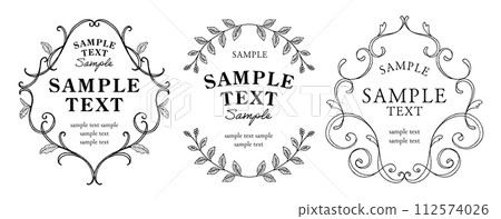 Hand drawn elegant botanical frames set 112574026