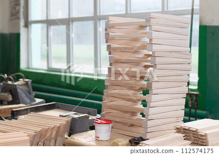 Furniture factory. Shop for the production of furniture from wood.Billets for furniture 112574175