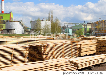 Woodworking plant. Wood processing industry Woodworking plant. Wood processing industry 112574182