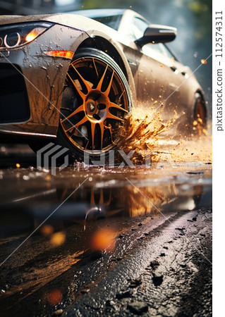 Concept of speed and cars. 112574311