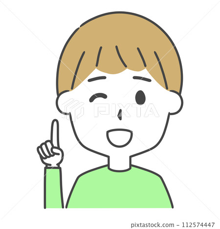 一個男人舉起食指的上半身插畫 一個男人舉起食指的上半身插畫 112574447