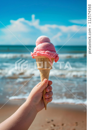 rainbow Ice cream in the cone 112574568