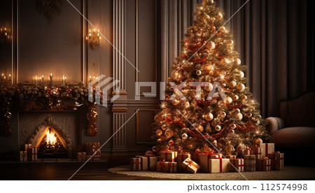 Creative and elegant house, Christmas and New Year design. 112574998