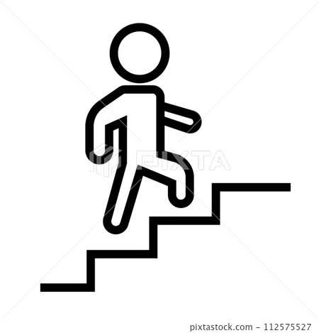 A simple icon of a person climbing the stairs. stairs and people vector. 112575527