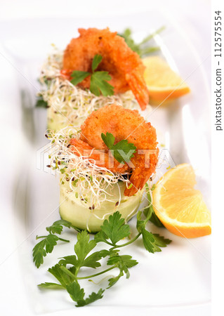 Cucumber and shrimp appetizer Cucumber and shrimp appetizer 112575554