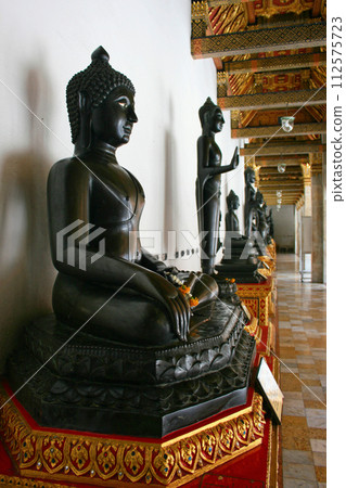 Black Buddhas in Wat Benchamabophit in Bangkok Black Buddhas in Wat Benchamabophit in Bangkok 112575723