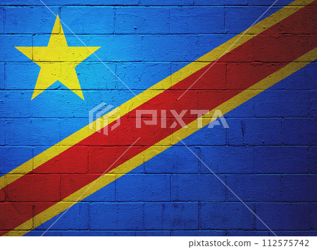 Flag of the Democratic Republic of the Congo painted on a wall 112575742