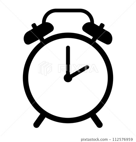 black vector alarm clock icon on white background 112576959