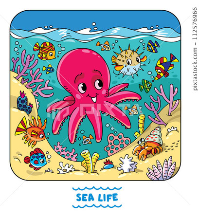 Sea theme Octopus in the ocean vector illustration 112576966