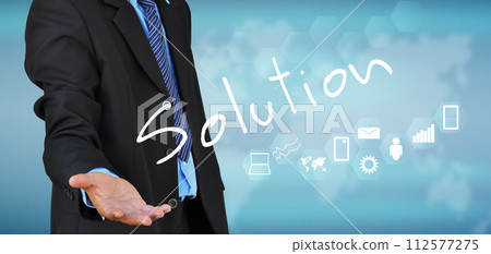 businessman hand holding success on a touch screen interface businessman hand holding success on a touch screen interface 112577275